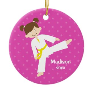 Pink Stars Taekwondo Karate Girl Personalized Ornament