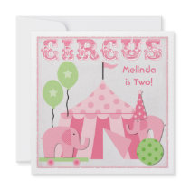Pink Step Right Up Circus Birthday Invitations