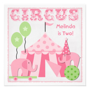 Pink Step Right Up Circus Birthday Invitations