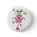 Pink Stick Figure Angel Button