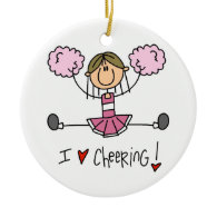 Pink Stick Figure Cheerleader T-shirts and Gifts Christmas Tree Ornament