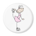 Pink Stick Figure Girl Skating Magnet