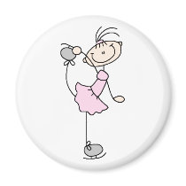Pink Stick Figure Girl Skating Magnet by stick_figures Pink Stick Figure Girl Skating Magnet