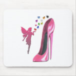 Pink Stiletto and Fairy with 3D Hearts Mouse Mats