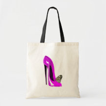 pink stiletto shoe and butterfly bag