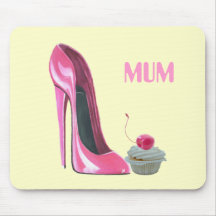 Pink Stiletto Shoe and Cupcake Mousepad