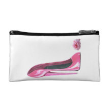 Pink Stiletto Shoe and Rose Bagettes Bag Cosmetic Bag