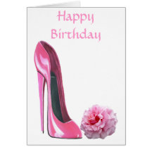 Pink Stiletto Shoe Art and Beautiful Rose Cards