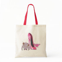 Pink Stiletto Shoes and Lilies Tote Bags