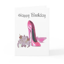 Pink Stiletto Shoes and Lilies Card