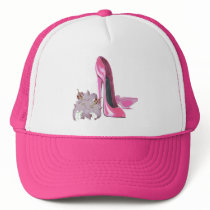 Pink Stiletto Shoes and Lilies Trucker Hat