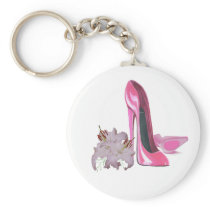 Pink Stiletto Shoes and Lilies Key Chains