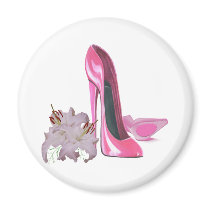 Pink Stiletto Shoes and Lilies Magnet