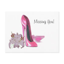 Pink Stiletto Shoes and Lilies Postcards
