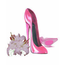 Pink Stiletto Shoes and Lilies Shirt
