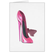 Pink Stiletto Shoes Art Greeting Card