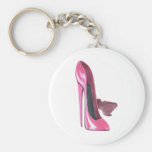 Pink Stiletto Shoes Art Keychain