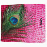 Pink Still Life with Peacock Feather Vinyl Binder