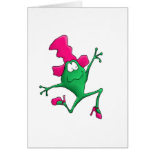 Pink Stilletto Happy Frog Greeting Card