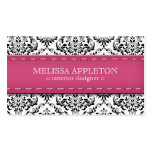 Pink Stitched Damask Interior Designer Business Cards