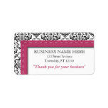 Pink Stitched Damask "Thank you for your business" Custom Address Labels
