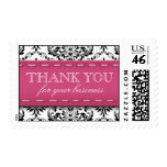 Pink Stitched Damask "Thank You for Your Business" Postage Stamp