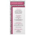 Pink Stitched Damask Wedding Reception Menu Full Color Rack Card