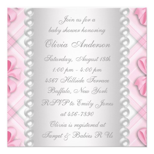 Pink Stork African American Baby Girl Shower Announcements