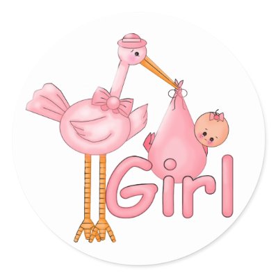 Baby Stork Pictures on Pink Stork Baby Girl Round Sticker From Zazzle Com