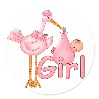 Baby Stork Pictures on Pink Stork Baby Girl Round Sticker From Zazzle Com