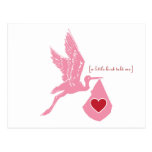 Pink Stork Baby Shower Invitation Postcard postcards