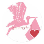Pink Stork Baby Shower stickers