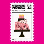Pink Strange Birthday Cake Stamp