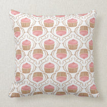 Pink Strawberry Champagne Cupcake Pillow pillows