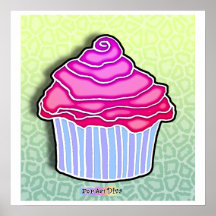 Pink Strawberry Frosted BLUE CUPCAKE POSTER