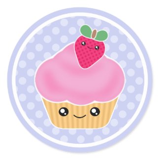 Pink Strawberry Kawaii Cupcake Stickers sticker