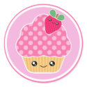 Pink Strawberry Kawaii Cupcake Stickers by megakawaii Pink Strawberry Kawaii Cupcake Stickers