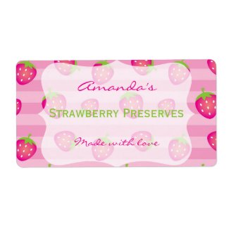Pink Strawberry Personalized Canning Label