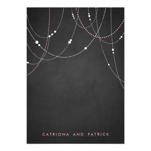 Pink String Lights Chalkboard Wedding Invitation