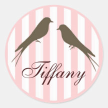 Pink Stripe Birds Envelope Seal Stickers