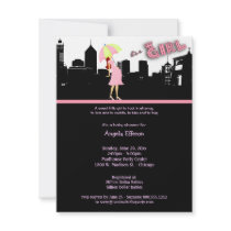 Pink Stripe Bundle Of Joy Baby Shower Invitation