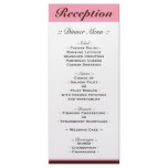 Pink Stripe Chocolate Brown Reception Menu Personalized Rack Card