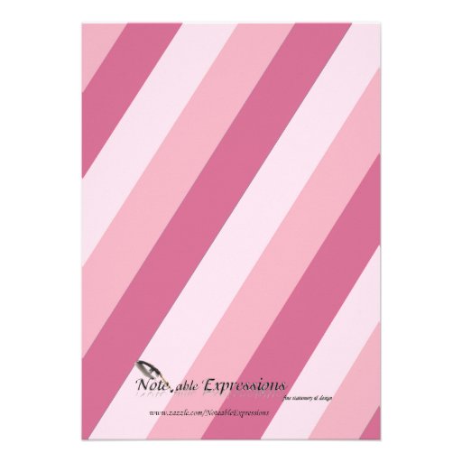 Pink Stripe Diaper Pin Baby Girl Shower Announcements