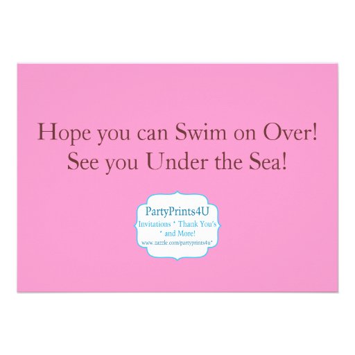 Pink Stripe, Dolphin, Girl Mermaid Birthday Party Personalized Announcement