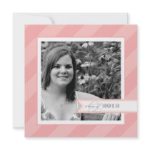 Pink Stripe Photo Graduation Announcement
