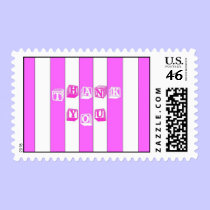 Pink Stripe Thank You postage