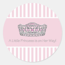 Pink Stripe Tiara Princess Envelope Seal Label Sticker