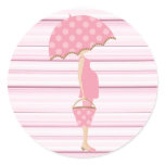 Pink Striped Baby Shower Stickers