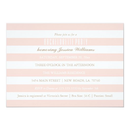 Pink Striped Bachelorette Party Invitations