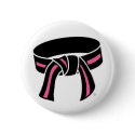 Pink Striped Black Belt Button by MartialArtsParty Pink Striped Black Belt Button